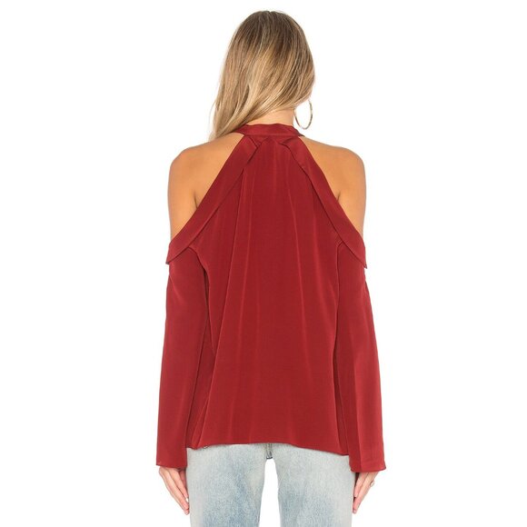 Ramy Brook Martie Cold Shoulder Silk Top Brick Red Size Medium - Picture 2 of 7